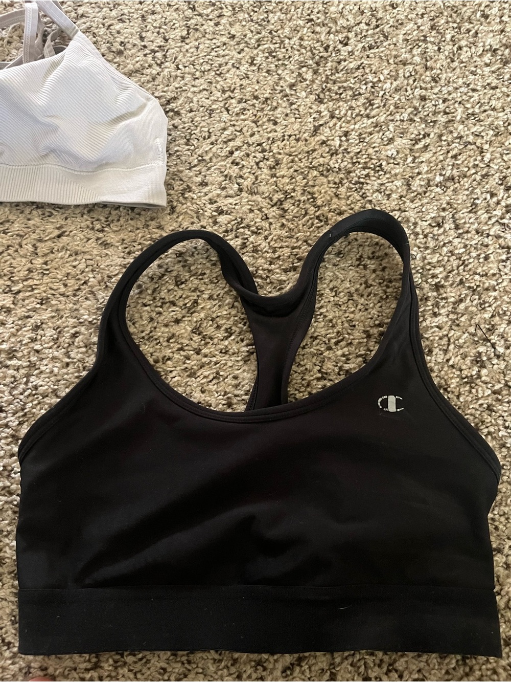 Champion Black Racerback Logo Sports Bra